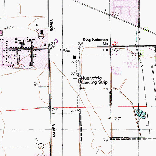 Topographic Map of Huenefeld Airport, LA