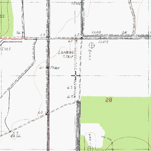 Topographic Map of Woodsland Plantation Airport, LA
