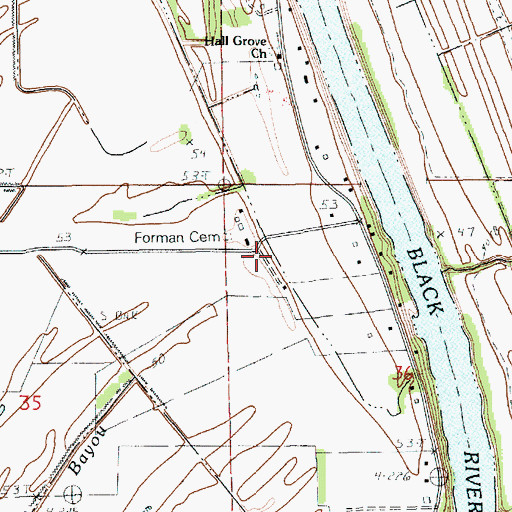 Topographic Map of Blount Airport, LA
