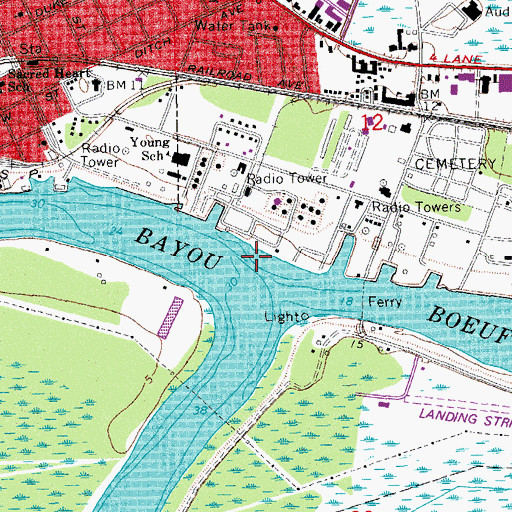 Topographic Map of Mobil Heliport, LA