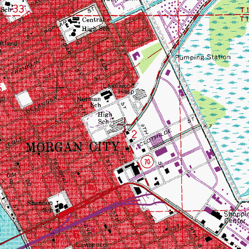 Topographic Map of Lakewood Hospital Heliport, LA