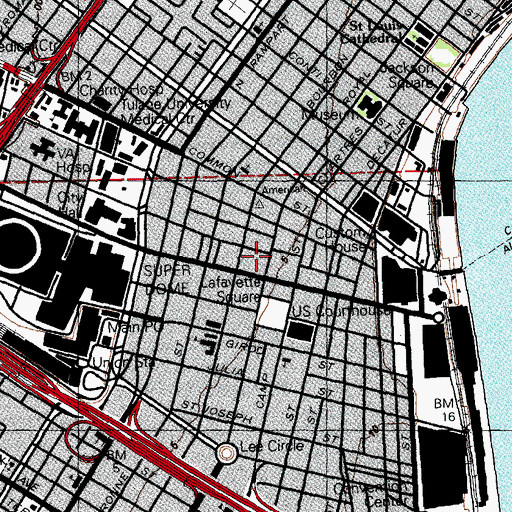 Topographic Map of One Shell Square Emergency Heliport, LA