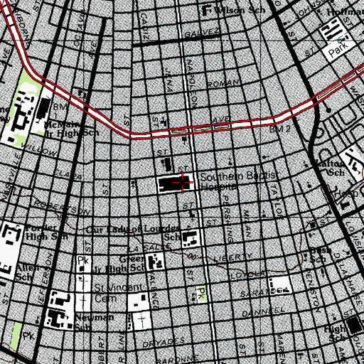 Topographic Map of Southern Baptist Hospital Heliport, LA