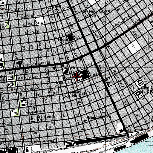 Topographic Map of Touro Infirmary Heliport, LA