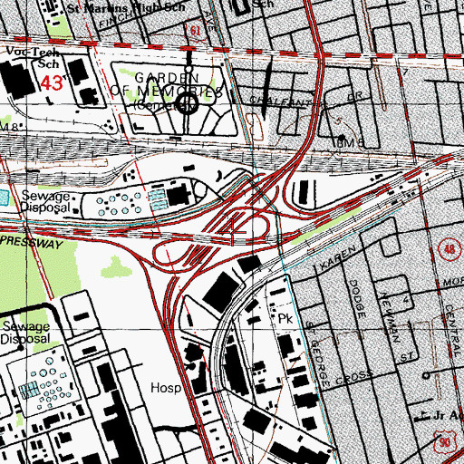 Topographic Map of Popeyes Heliport, LA