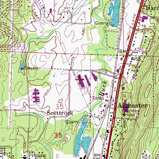 Topographic Map of Alabaster Industrial Park, AL