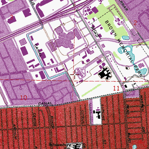 Topographic Map of Pendleton Memorial Methodist Hospital Heliport, LA