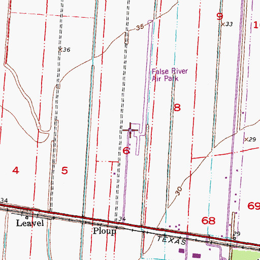 Topographic Map of False River Regional Airport, LA