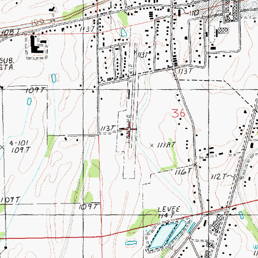 Topographic Map of Kelly-Dumas Airport, LA