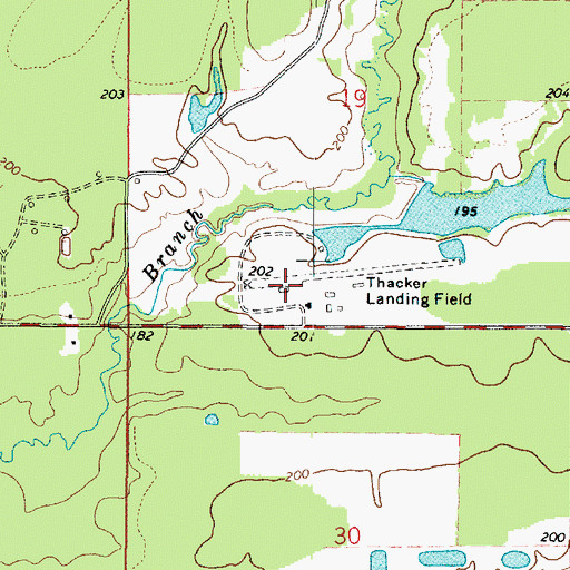 Topographic Map of Thackers Airport, LA