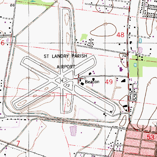 Topographic Map of St Landry Parish Airport-Ahart Field, LA