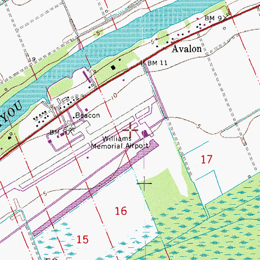 Topographic Map of Harry P Williams Memorial Airport, LA