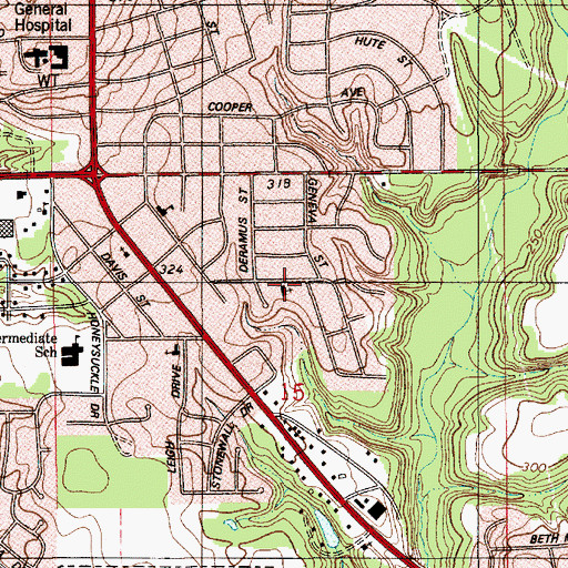 Topographic Map of First Assembly of God Church, AL