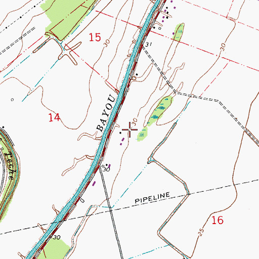 Topographic Map of Pollingue Airport (historical), LA