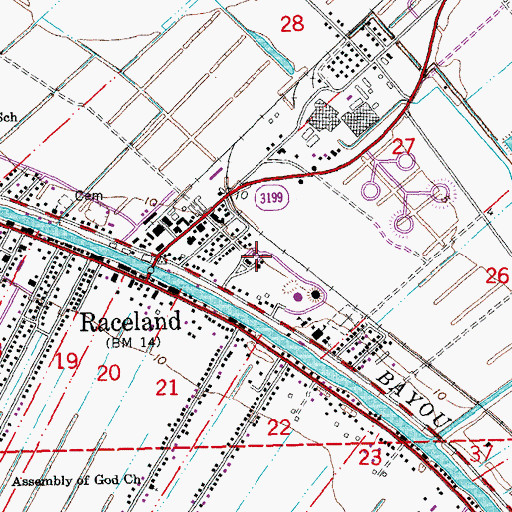 Topographic Map of Raceland Station Heliport, LA