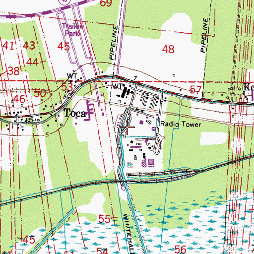 Topographic Map of Southern Natural Gas Company Heliport, LA