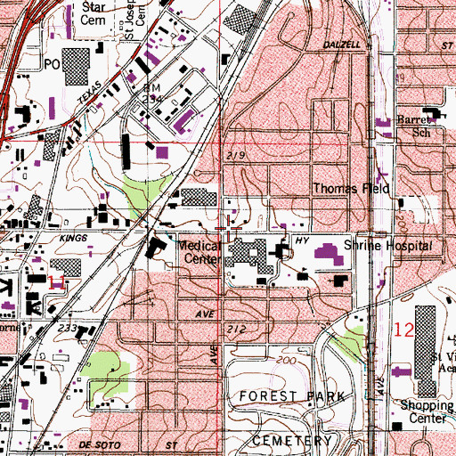 Topographic Map of LSR Medical Center Heliport, LA