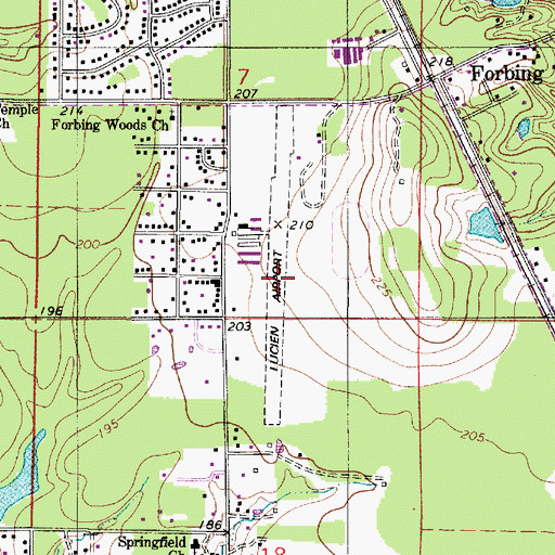 Topographic Map of Lucien Airport (historical), LA