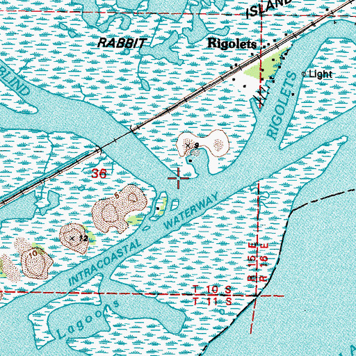 Topographic Map of Rigolets Seaplane Base, LA