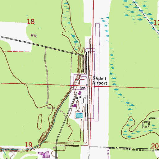 Topographic Map of Slidell Airport, LA