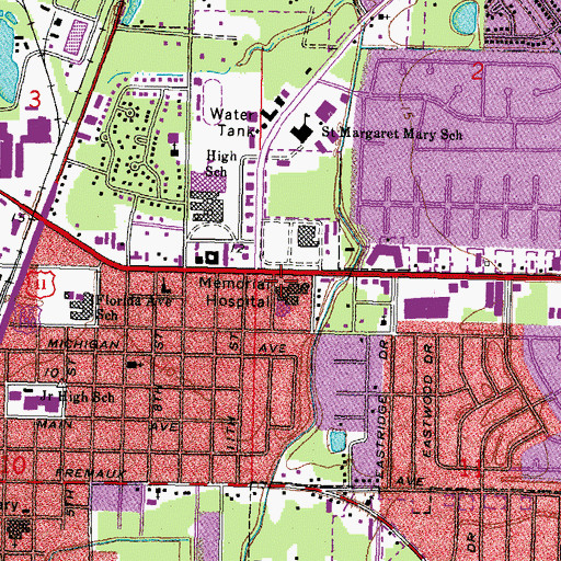 Topographic Map of Slidell Memorial Hospital Heliport, LA