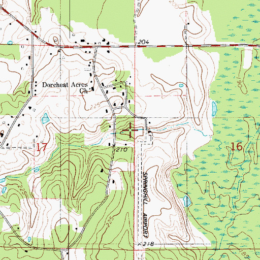 Topographic Map of Springhill Airport, LA