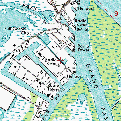 Topographic Map of Chevron USA Incorporated Seaplane Base, LA