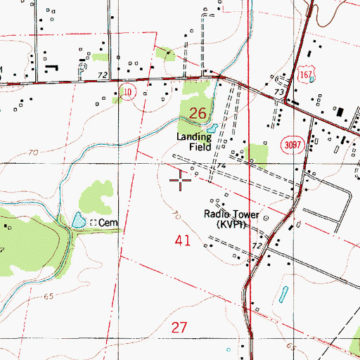 Topographic Map of Sylvesters Airport (historical), LA
