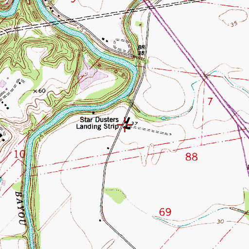 Topographic Map of Star Dusters Airport, LA