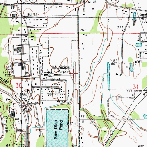 Topographic Map of Winnsboro Municipal Airport, LA