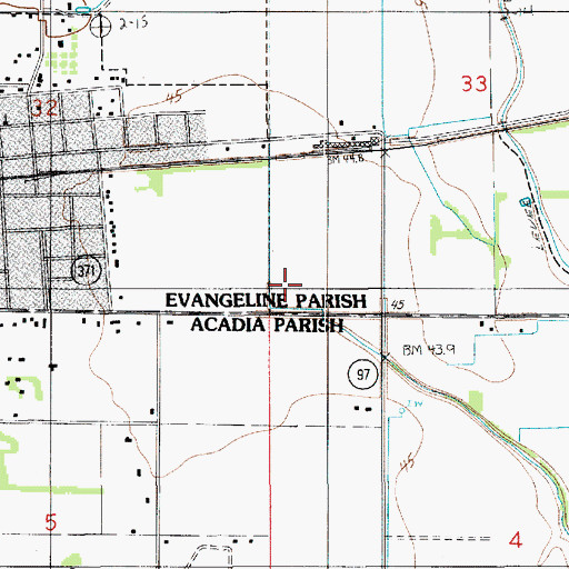 Topographic Map of KBAZ-FM (Basile), LA