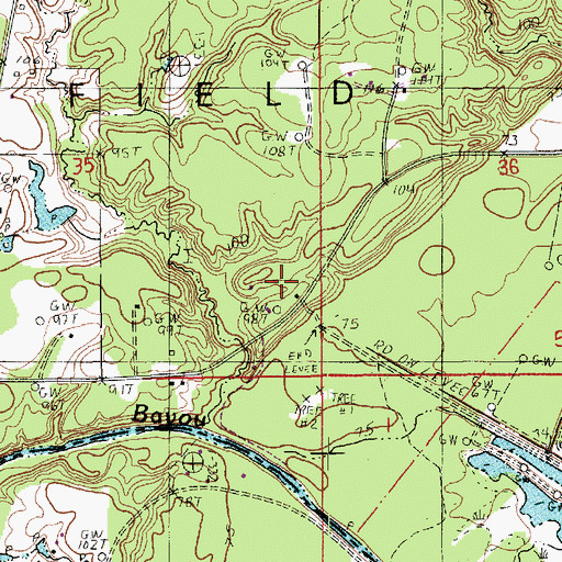 Topographic Map of KMYQ-FM (Bastrop), LA