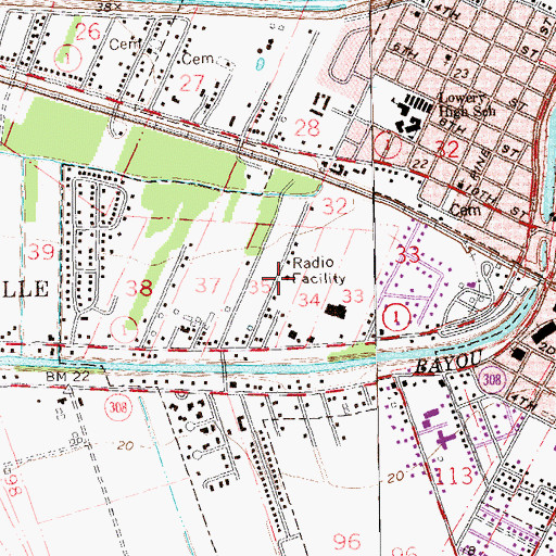 Topographic Map of KKAY-FM (Donaldsonville), LA