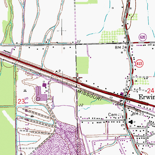 Topographic Map of KPAE-FM (Erwinville), LA