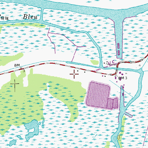 Topographic Map of KBAU-FM (Galliano), LA