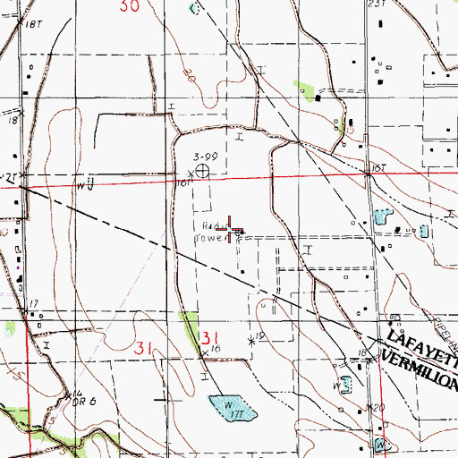 Topographic Map of KMDL-FM (Kaplan), LA
