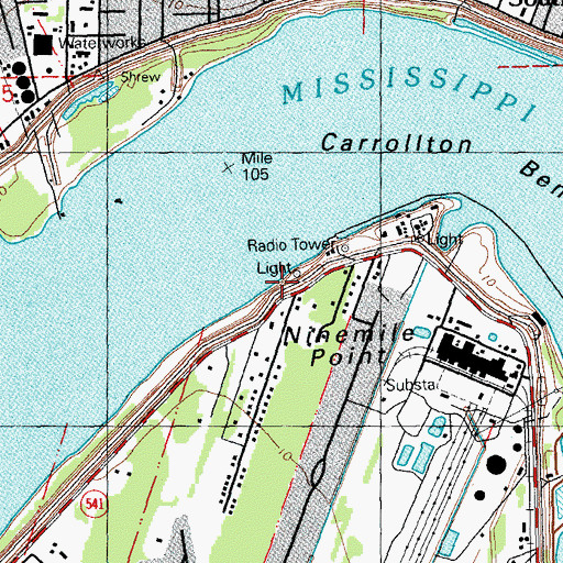 Topographic Map of WWOZ-FM (New Orleans), LA