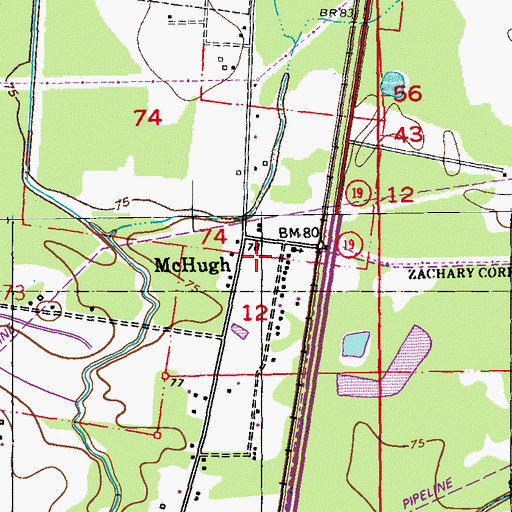 Topographic Map of KQXL-FM (New Roads), LA