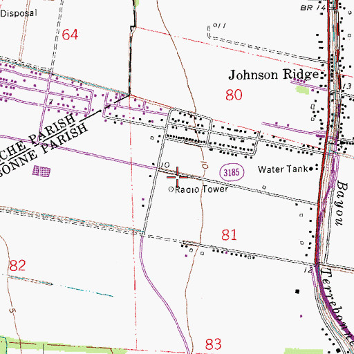 Topographic Map of KNSU-FM (Thibodaux), LA