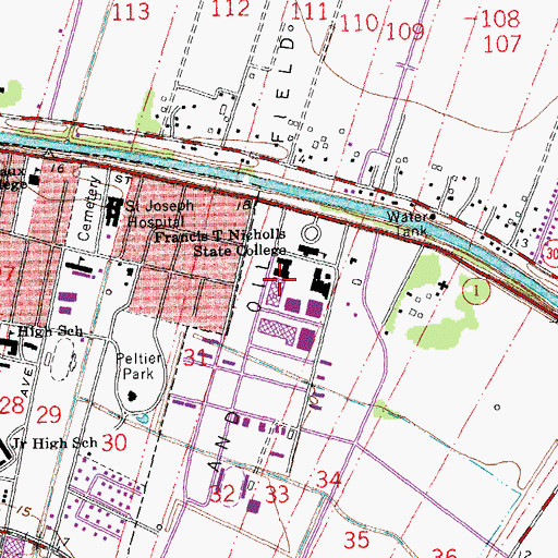 Topographic Map of KNSU-FM (Thibodaux), LA