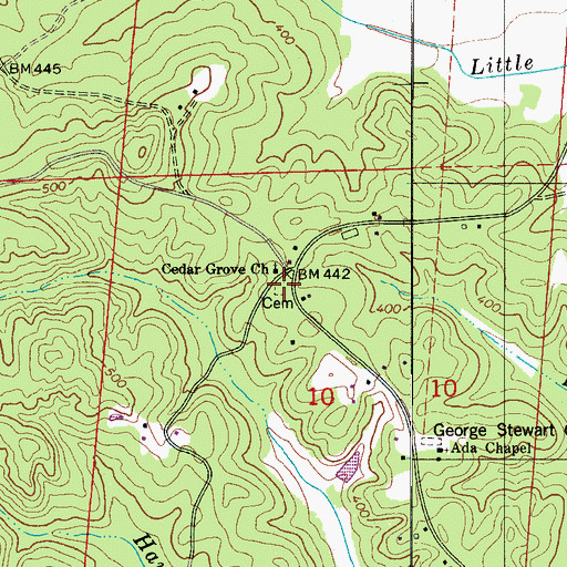 Topographic Map of Cedar Grove Cemetery, AL