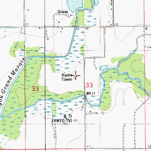 Topographic Map of KLPB-TV (Lafayette), LA
