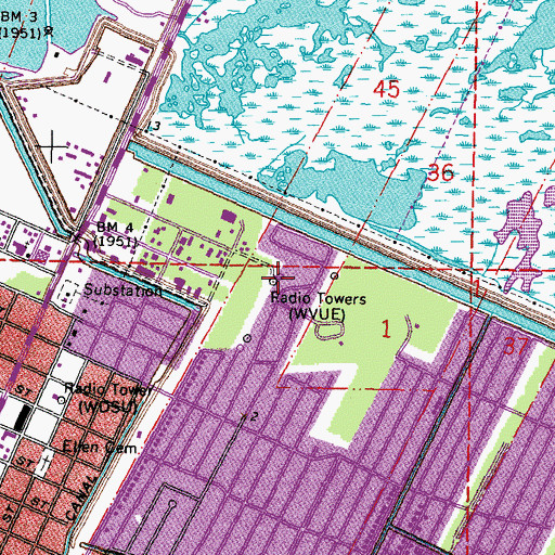 Topographic Map of WVUE-TV (New Orleans), LA