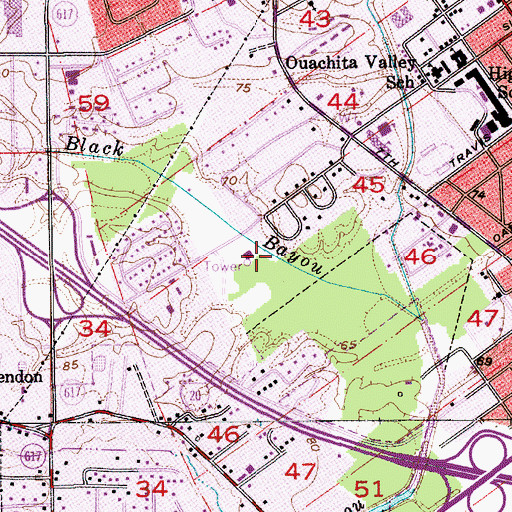 Topographic Map of KMCT-TV (West Monroe), LA