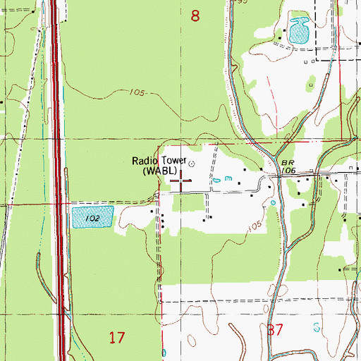 Topographic Map of WABL-AM (Amite), LA