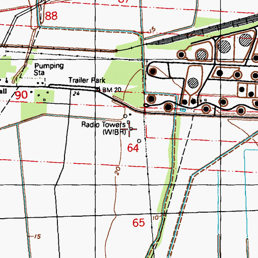 Topographic Map of WIBR-AM (Baton Rouge), LA