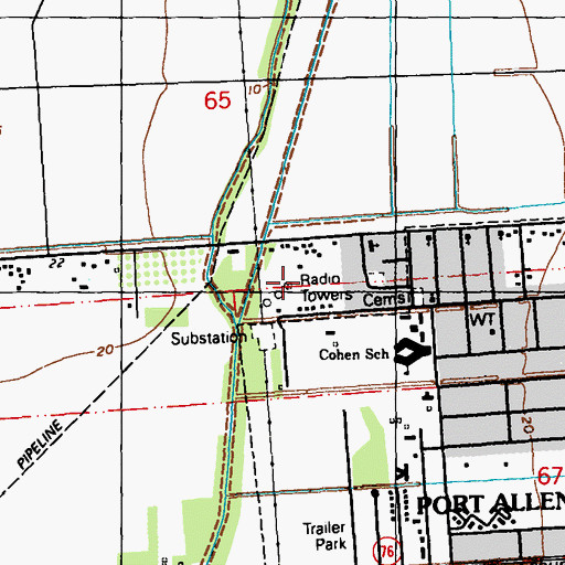 Topographic Map of WYNK-AM (Baton Rouge), LA