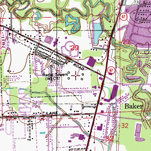 Topographic Map of WNDC-AM (Baton Rouge), LA