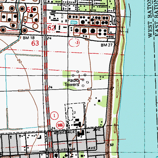 Topographic Map of WXOK-AM (Baton Rouge), LA