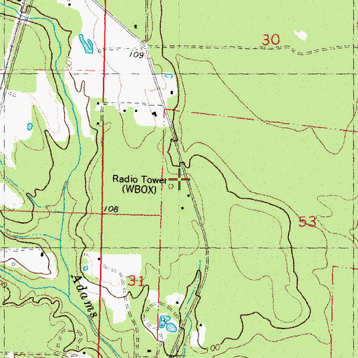 Topographic Map of WBOX-AM (Bogalusa), LA